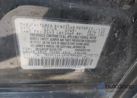 2019 Nissan Sentra Sv from USA, damaged, VIN 3N1AB7AP1KY451775